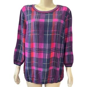 Rabe Magrnta, Navy & Red Check Print Top.